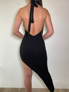 Gia - Black Backless Asymmetrical Dress