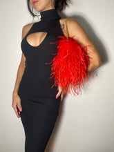 Red Full Size Ostrich Feather Bag (14 inch chain)