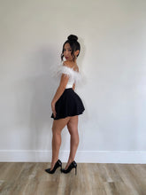 Off the shoulder White Ostrich Feather Bodysuit
