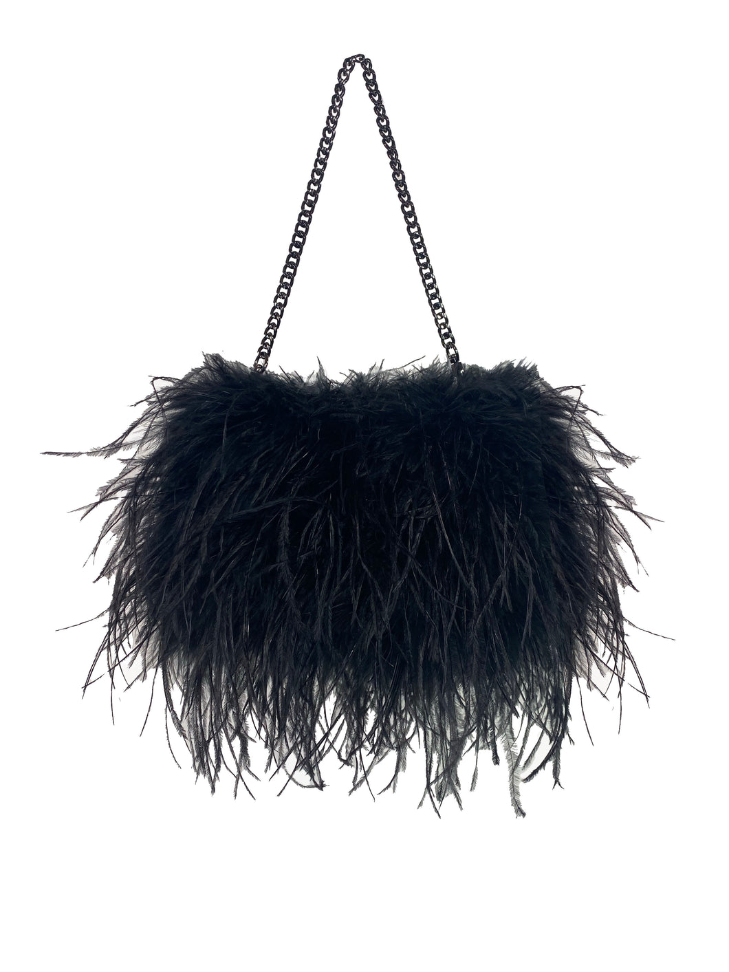 Black Mini Ostrich Feather Bag