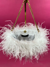 White Full Size Ostrich Feather Bag (14 inch chain)