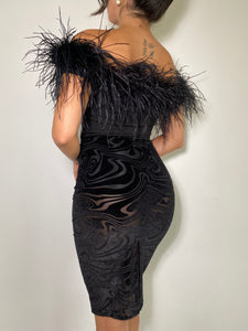 Black Feather Bodysuit Back