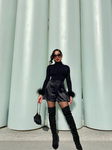Black Ostrich Feather Bodysuit