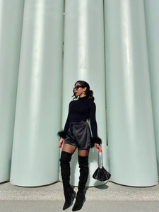 Black Ostrich Feather Bodysuit